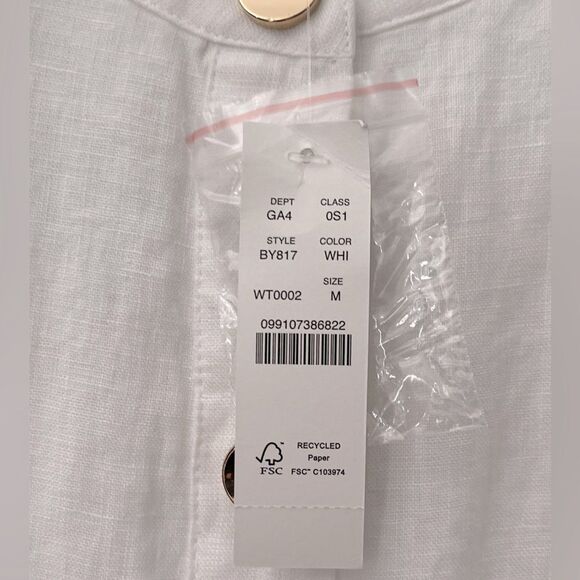 J.Crew Raw Hem Mini Shirtdress Linen White Belted Medium NWT - Picture 12 of 14